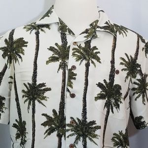 Joe Marlin Men's Hawaiian Palm Trees Green White